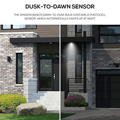 Amazon Basics A19 Dusk to Dawn Sensor LED Outdoor Light Bulb, 60W Equivalent, Energy-Efficient 9W, Daylight 5000K, E26 Base, 10,000 Hours, 2 Count (Pack of 1) 6
