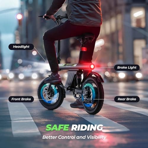 isinwheel U1 Electric Bike for Adult 750W Peak Motor, 20 mph Folding Ebike, 14" Adults Electric Bicycles with Smart Uphill, 280.8Wh Battery, Mini E Bikes for Adults Teens, G𝗶fts for Teen Boys Girls 7