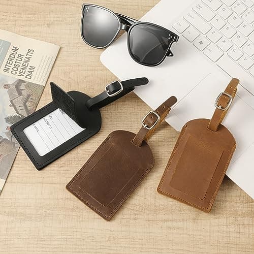 Ringsun Genuine Leather Luggage Tag for Suitcases ID Tags Bag Tags for Luggage (2 Pack) 6