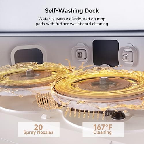 Mova P50 Pro Ultra Robot Vacuum and Mop, 19,000Pa Suction with Anti-Tangle Brush, Removable & Liftable Mop for Carpet & Floor, 167℉ Mop & Washboard Self Drying & Cleaning, Auto Empty & Refill 7