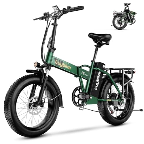 bluebiko 1000W Folding Electric Bike, 48V 20AH Large Removable Battery E Bike, 30+MPH, 80 Miles Max Range, 20" Fat Tire EBike for Adults, Adult Electric Bicycles for Commute Beach Snow,Dark Green