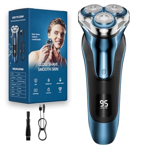 Electric Razor for Men, Electric Shaver for Men Face, with Pop Up Trimmer Waterproof Wet Dry Rechargeable Shaver ，Slate Blue​