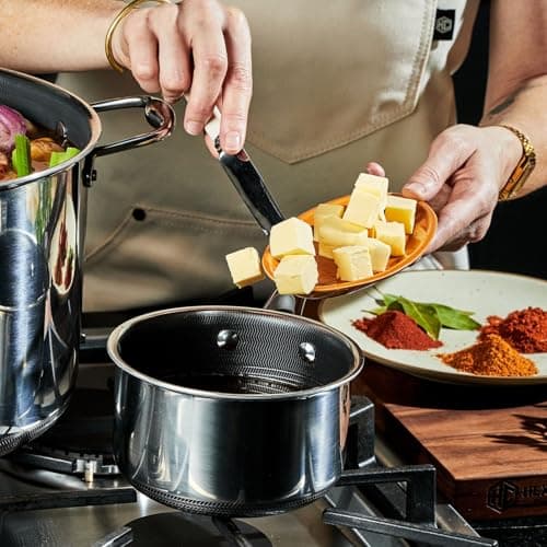 HexClad Hybrid Nonstick 1-Quart Saucepan with Tempered Glass Lid, Stay-Cool Handle, Dishwasher-Friendly, Oven-Safe Up to 900°F, Induction Ready, Compatible with All Cooktops 7