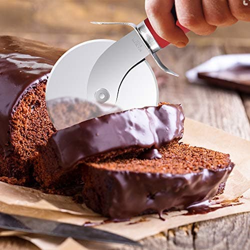 SCHVUBENR Premium Pizza Cutter Wheel - Ultra Sharp Stainless Steel Pizza Slicer with Non-Slip Soft Grip Handle - Multi-Purpose Cutter for Pizza, Dough & Pastry - Dishwasher Safe, Easy to Clean - Red 9