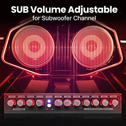 PyleUsa 7 Bands Graphic Equalizer with SUB Volume Adjustable for Subwoofer Channel, Built in Bluetooth for Wireless Music Streaming, Stereo RCA Output, Aux RCA Input, Mounting Hardware Included 6