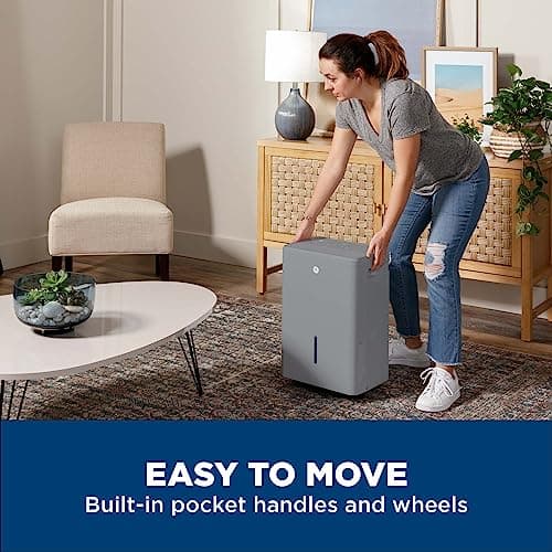 GE Energy Star Portable Dehumidifier for Basement, Bedroom, Bathroom, Garage or Large Rooms up to 4500 Sq Ft, 50 Pint with Removable Bucket and Continuous Drain Connect for Auto or Manual Drainage 7