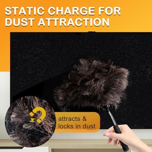 Ostrich Feather Duster with Telescoping Handle - Reusable Long Hand Duster Extendable Dusting Tool Extra for Cleaning High Ceiling Fan, Pendant Lamp, Blinds, Furniture, Electronics 5