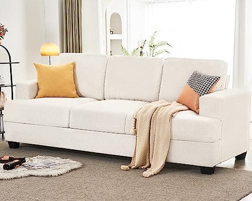 VanAcc 89 Inch Sofa, Comfy Sofa with Extra Deep Seats, Modern Couch- 3 Seater Sofa, Couch for Living Room Apartment Lounge, Beige Chenille