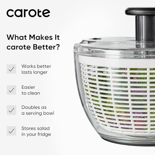 CAROTE 6.4 Qt Salad Spinner Large Lettuce Spinner Plastic Vegetable Fruit Washer, Vegetable Cleaner Salad Cleaner Lettuce Washer, Non-Slip Base, BPA-Free 6