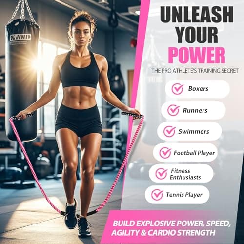 KUZARO Jump Rope, Weighted Jump Rope for Women, Heavy Jump Ropes for Fitness, Home Gym Exercise Equipment, Adult Skipping Rope for Strength Training, Weight Loss, Boxing Training,Total Body Workout Equipment 8