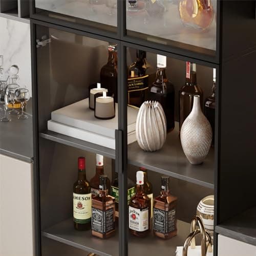 Mekminop Display Cabinet with Glass Doors and Storage Shelve, Modern Display Cabinet for Collectibles Trophy Case for Display - Black (31.5 ""W x 16.5 ""D x 78.7 ""H), HJ-FF10 5