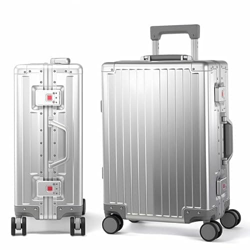 VentureVault All Aluminum Carry On Luggage 22x14x9 Airline Approved，Hard Shell Carry On Luggage, Zipperless Luggage Aluminum Suitcase Luggage (sliver, 20inch)