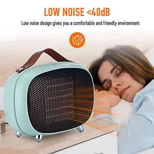 Space Heater, Teioe Mini Electric Space Heater 800W/400W, Small PTC Ceramic Heater with Tip-Over and Overheat Protection, 3 Operating Modes, Space Heaters for Office, Bedroom and Under Desk (GREEN) 5