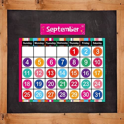 Calendar Bulletin Board Set for Classroom Bulletin Board Decoration 109Pcs Colorful Theme School Teacher Supplies 7