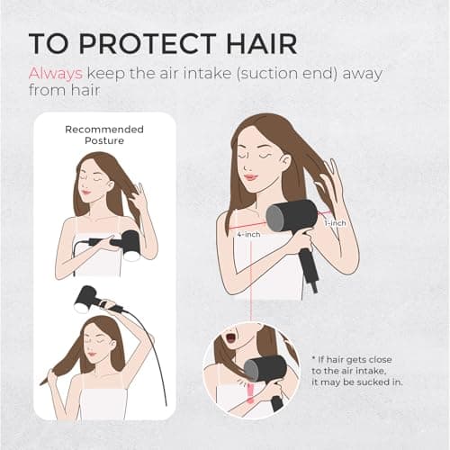 TYMO Diffuser Hair Dryer Blow Dryer - 300 Million Ionic Hairdryer with Diffuser & Comb Attachment for Curly Hair, Professional Blowdryer for Women, Cool Air Button, Small Travel Lightweight, Black 7