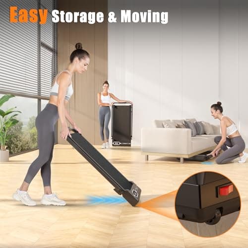 Treadmill with Incline, 2 in 1 Folding Treadmill, Under Desk Walking Pad with Handle Bar, 2.5HP Low Noise Walking Pad for Home Office, Safety Lock, 300+ LB Capacity, Black 7