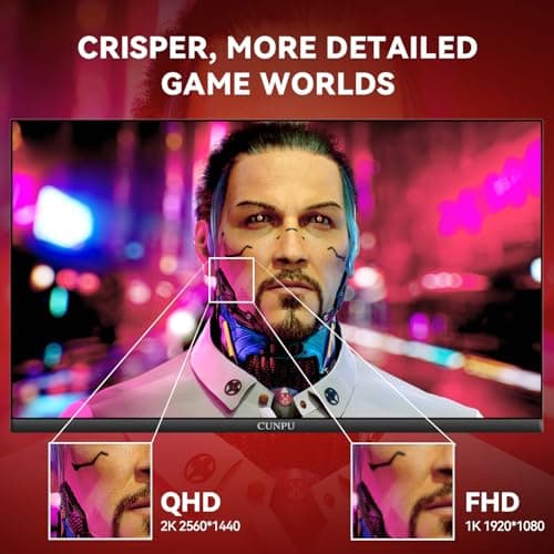 CUNPU 27 Inch 1440P 240Hz Gaming Monitor, Fast IPS, 1ms GTG QHD Gamer Monitor, FreeSync & G-Sync, HDR, 128% sRGB, Height/Pivot/Tilt/Swivel Vertical Monitor, Built-in Dual Speaker, HDMI/DP 5