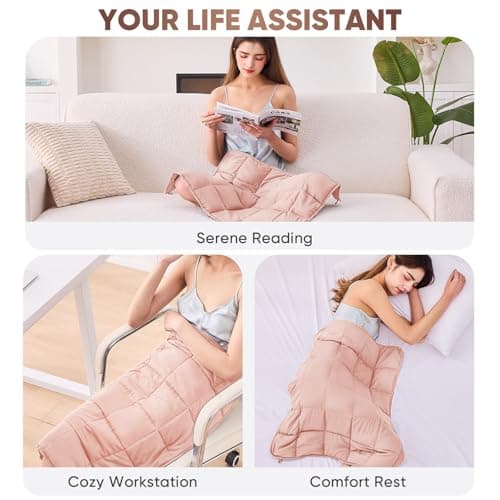 Pink Weighted Lap Blanket for Adults 7lbs, 24"x29", Cooling Heavy Throw Blanket, Portable Travel Weighted Blankets, Soft Small Blankets Gift for Sleeping 6