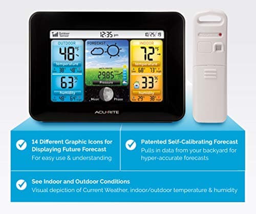 AcuRite Wireless Home Weather Station with Color Display, Indoor Outdoor Thermometer and Temperature Sensor (02077M) 6