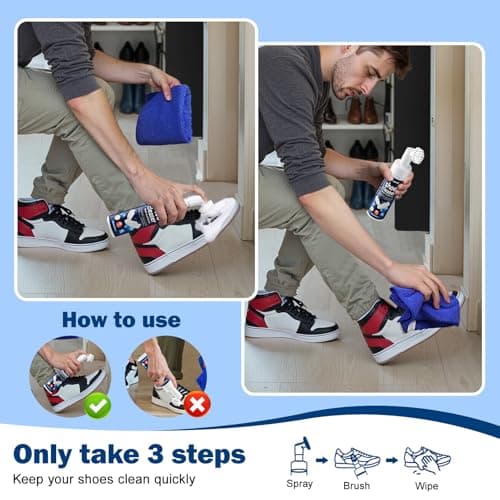 Coklean Water-free Sneaker Cleaner, White Shoe Cleaner Kit 6.76 OZ Foam for Tennis Shoes, Running, Golf, PU, Nubuck, Sole 7