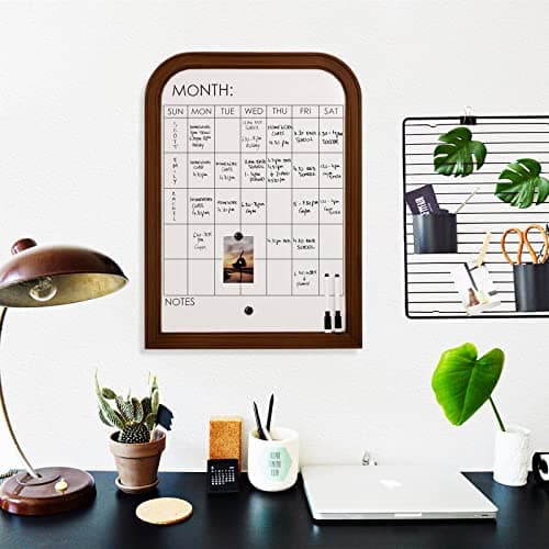 Walnut Magnetic Whiteboard Calendar with Solid Wood Frame - Monthly Dry Erase Wall Calendar for Home or Office - 17"x23" 6