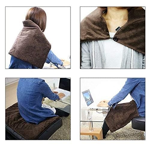 CEBUY USB Electric Blanket, Heated Shawl Throws 5V/2A-3 Heating Levels & 3 Hours Auto Off Scarf Neck Shoulder Blanket (Black) 7