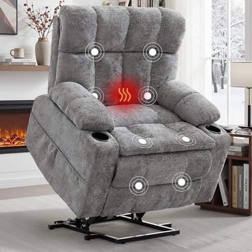 Korser Oversized Dual Motor Power Lift Recliner for Elderly with Adjustable Headrest, Extra Wide Recliner Chairs with Massage and Heat, Electric Lift Chair with Storebox Cupholder, USB Ports, Type C