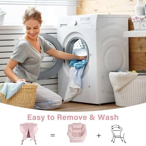 Furlide Lazy Chair with Ottoman, Modern Chair with Folding Footrest, Velvet Pink Accent Chair, Comfortable Reading Chair, Oversized Armchairs for Bedroom, Study, Living Room, Courtyard 8