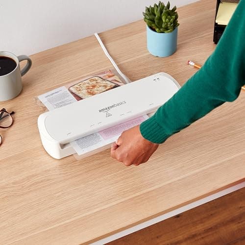 Amazon Basics 9-Inch Thermal Laminator Machine with Quick Warm-Up, 2 Heat Settings, Jam Release for Documents and Photos, White 5