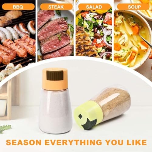 iNeibo Salt and Pepper Shakers Set, 2Pcs Plastic Salt Dispenser, Clear, with Squeezing Lid, Moisture Proof, Perfect for Cooking, Picnic, Outdoor BBQ, 1.2 Ounces for Easy Portability and Use 6