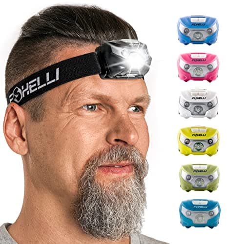 Foxelli USB-C Rechargeable LED Headlamp – Super Bright, Lightweight Head Lamp for Running, Camping, Hiking & Work – Comfortable Fit for Adults & Kids 8