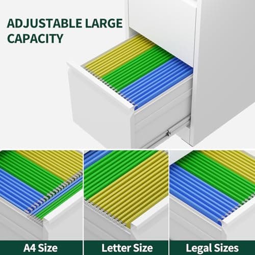 Yukimo 4 Drawer File Cabinet with Lock, Vertical Filing Cabinets for Home Office, Locking File Cabinet Hanging Files for A4/ Legal/Letter, Require Assembly, White 5