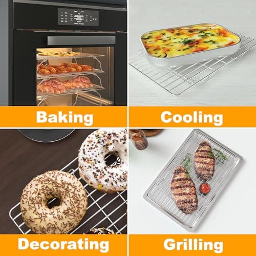 3 Tier Stackable Cooling Rack for Batch Cooling Cookie, Pizza, Cake-15.8”x 10”- Heavy Duty Cooling Racks for Cooking and Baking, Oven and Dishwasher Safe Baking Supplies-Silver 6