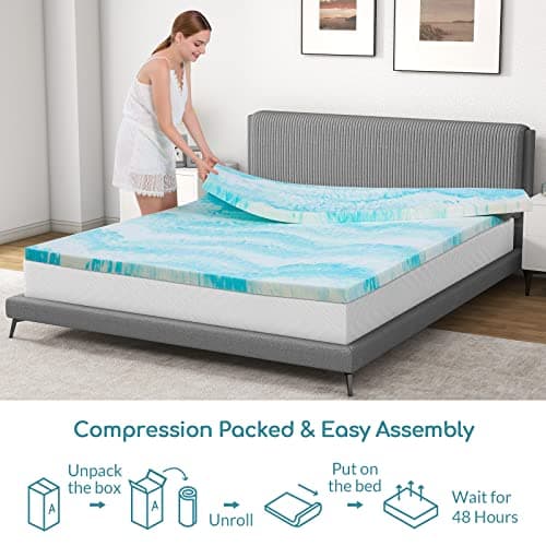 Airdown Mattress Topper, 3 Inch Gel Infused Memory Foam Mattress Topper, Full 7