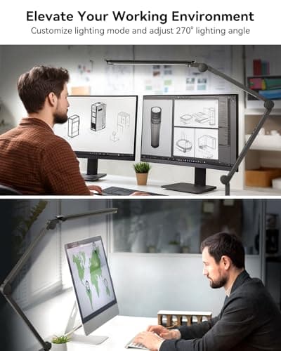 LED Desk Lamp with Clamp, Architect Desk Lamp with Remote, Flexible Swing Arm Desk Light with Dual LED Light, Stepless Dimming, 5 Color Mode & 4 Brightness for Sewing Painting Drafting Crafting 7