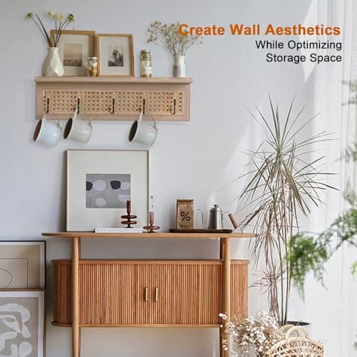 DIF DECO Coat Rack Wall Mount with Shelf,Entryway Coat Hanger with 5 Hooks for Hanging Coats Keys Hats Towels Bags,for Kitchen, Bedroom, Bathroom 6