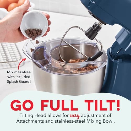 Dash Stand Mixer - Tilt-Head Electric Stand Mixer with Stainless Steel Bowl and Splash Guard For Baking - Navy, 3.5-Quart 3