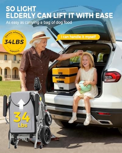 Ultralight 34lbs Foldable Electric Wheelchair for Adults, 350lbs Capacity, 500W Motor & Detachable Lithium Battery, Aluminum Frame Electric Wheelchair, All-Terrain Magnesium Wheels 5