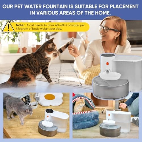 Saker Automatic Cat Water Dispenser: Smart Pet Water Fountain No Filter for Small Dogs - Wireless 3L Rechargeable Smart Cat Fountain - Wastewater Separation 9