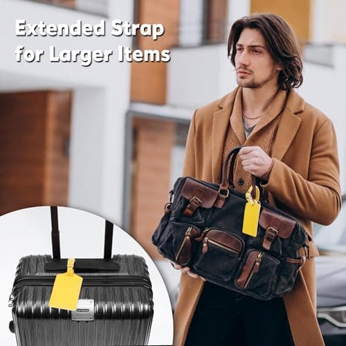 Travelambo Luggage Tags for Suitcases Faux Leather Privacy Protection 2 Pack Bag Tags Travel Accessories Essential, Energetic Yellow 5