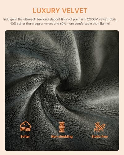 Jartoo Nano Heated Blanket Electric Throw, Portable Washable Heated Shawl Wraps - 24V Safe & Eco, 30s Far Infrared Heating, Cordless Remote with 6 Heating Levels & 5 Time Settings (50"x60", Grey) 7