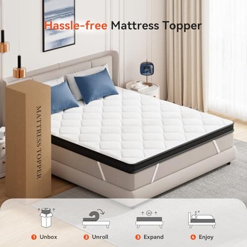 MIGHTYPIGGY 3 Inch Multi-Layer Memory Foam Mattress Topper Full, High Density Gel Foam Bed Toppers with Cooling Pillowtop for Back Pain Relief, Medium Firm Mattress Pad for Comfort Body Support 8