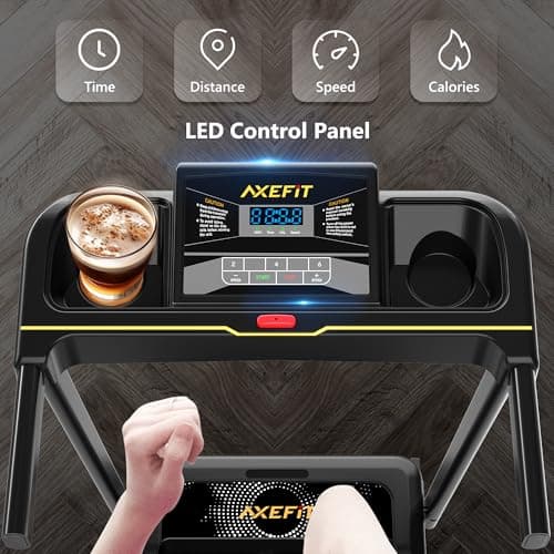 AXEFIT Treadmill with Incline, Folding Treadmills for Home, 265 LBS Capacity Portable Incline Treadmill, 2.5HP Low-Noise Treadmills LED Display for Walking Jogging Running 7