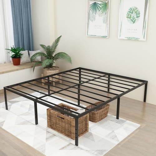 caziwhave Full Size Bed Frame 14 Inch High Max 3500 lbs Heavy Duty Metal Mattress Foundation Platform Bed Frame Full Sturdy Steel Slat Support No Box Spring Needed Easy to Assembly Non Slip 7