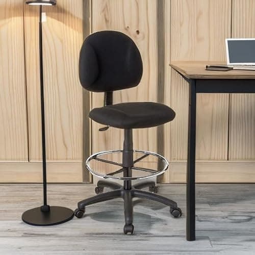 Boss Office Products B1615-BK Ergonomic Works Drafting Chair Without Arms in Black, Mid-Back 5