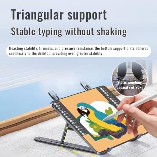 Qziano Aluminum Alloy Portable Foldable Laptop Stand, Phone Holder - 7 Level Adjustable, Ergonomic Design for Laptops Up to 18 Inches 6