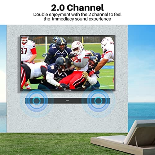 SYLVOX Outdoor Waterproof Soundbar for TV, IP65 Bluetooth Soundbar with Remote, 60W Powerful Sound, 3D Surround, HDMI ARC, Wireless Streaming, Wall Mountable, Fits All Outdoor TVs(Elf S2) 5