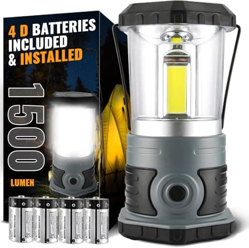 innofox LED Camping Lantern, 1500 LM Lanterns for Power Outages with 4 D Batteries Included, Battery Powered Lantern Flashlight with 4 Light Modes, Weatherproof Tent Light for Storms and Hurricanes