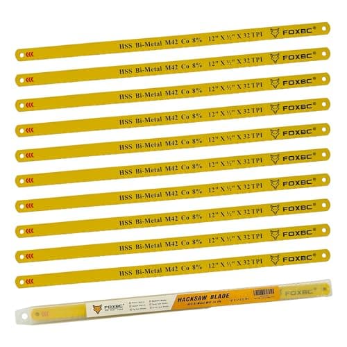 FOXBC 12 inch Hacksaw Blade 32 TPI, M42 Bi-Metal Metal Cutting, 10-Pack