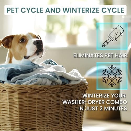 Equator All-in-One Compact Washer Dryer Combo, Vented & Ventless Convertible, 1.62 Cu.Ft, Sanitize, Allergen & PET Cycle, 110V, for Apartment, Condo, RV, Tiny Home & Small Spaces (White) 8